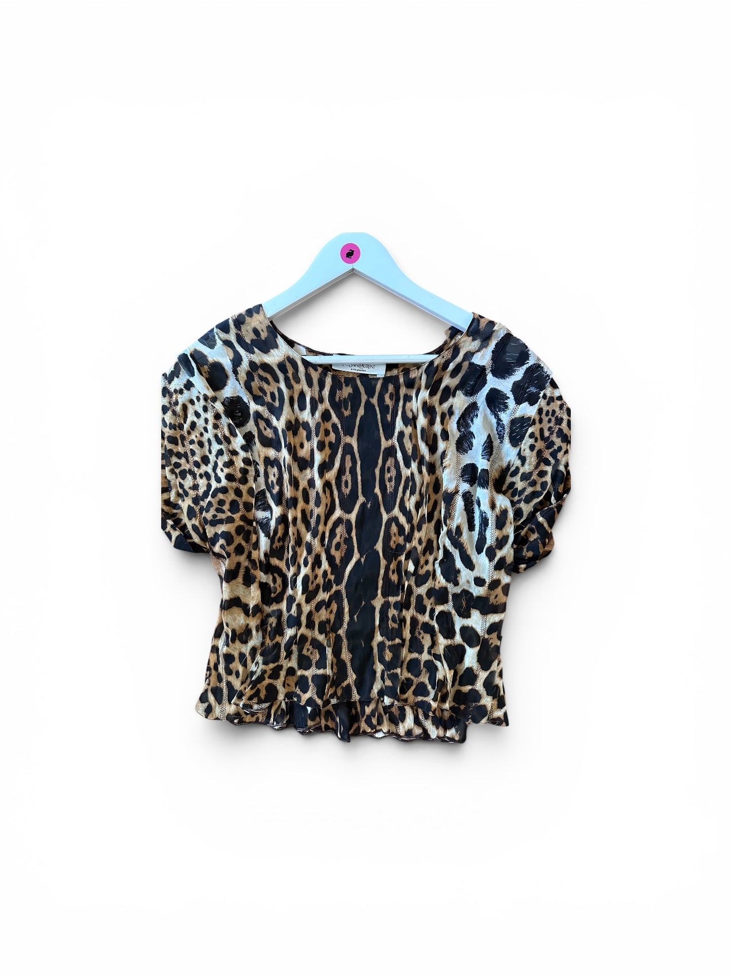 Archival SS 2002 Tom Ford for Yves Saint Laurent Rive Gauche Leopard silk chiffon set F 42