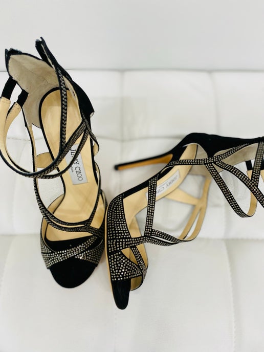 Jimmy Choo dome strappy rhinestone sandals 38 or 38 1/2 New in Box
