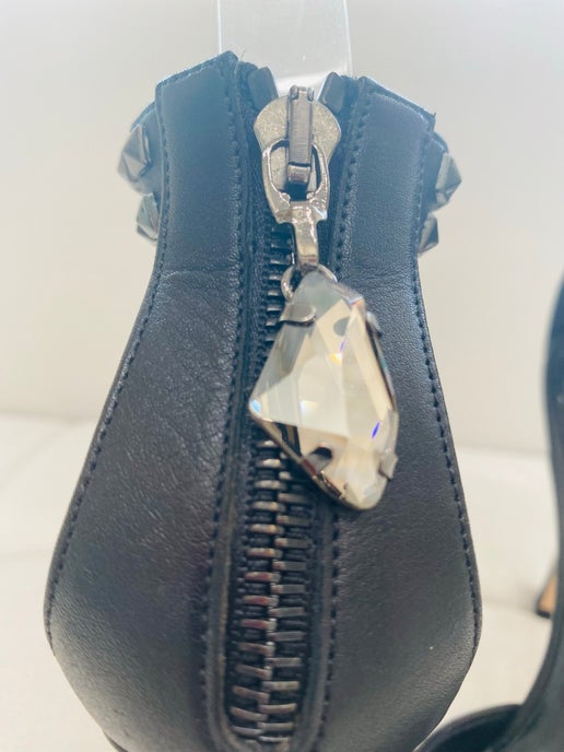 Manolo Blahnik Tian black stud crystal heels 38 New in Box