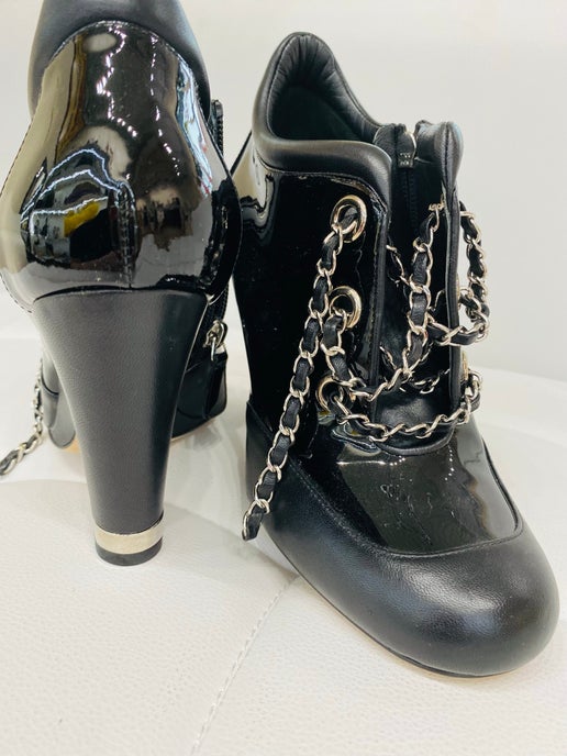 Chanel 2014 booties chain straps! 38.5 New in Box