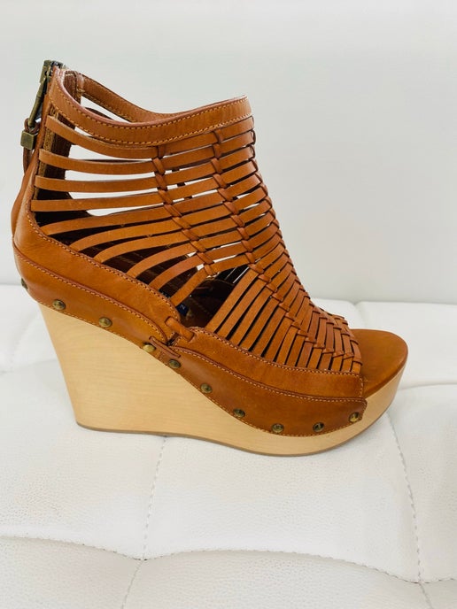 Ralph Lauren Collection Finnian strappy wedge shoes 7 New in Box
