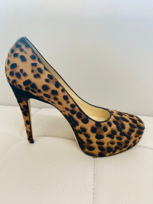 Brian Atwood Maniac leopard platform heels 37 1/2 New in Box
