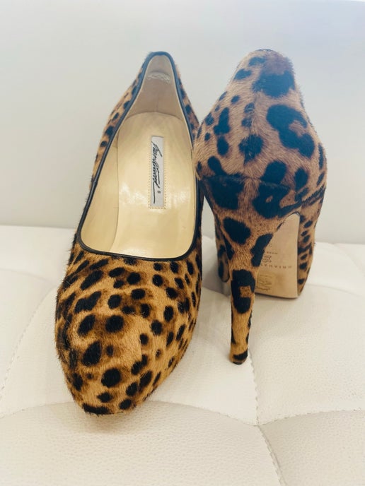 Brian Atwood Maniac leopard platform heels 37 1/2 New in Box