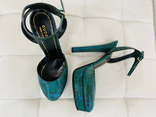 Gucci python charlotte heels malachite sz 39.5 New in Box