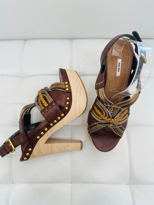 Miu Miu by Prada  braided platform heels 38 1/2 New in Box