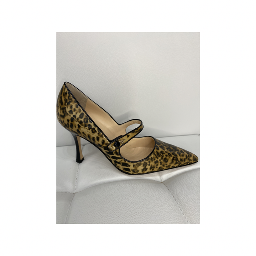 Manolo Blahnik patent leopard Mary jane campari shoes 36.5 New in Box
