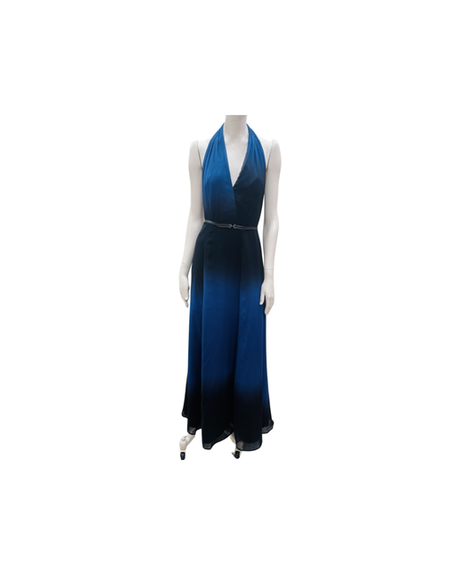 Halston Heritage ombre belted halter gown 4